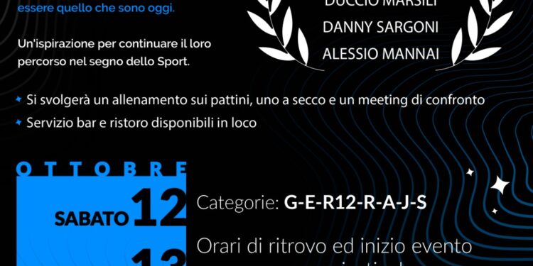 Sabato 12 e domenica 13 ottobre il pattinodromo di Carbonia ospiterà il 2° “Stage dei campioni”