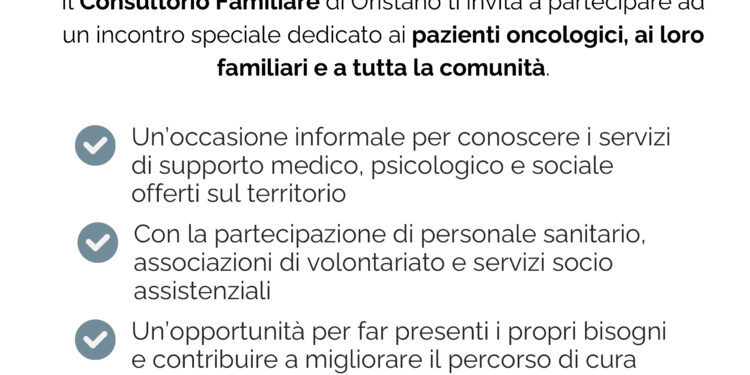 “Oristano per i pazienti oncologici”: incontro per informare sui servizi di supporto alle persone con tumore