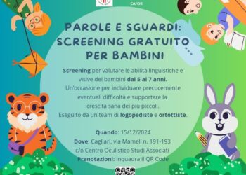 Il 15 dicembre, a Cagliari, si terrà un doppio screening ortottico e logopedico completamente gratuito per tutti i bambini tra i 5 e i 7 anni