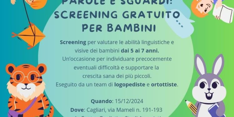 Il 15 dicembre, a Cagliari, si terrà un doppio screening ortottico e logopedico completamente gratuito per tutti i bambini tra i 5 e i 7 anni