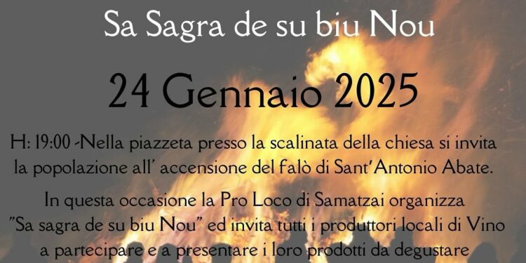 A Samatzai il “Falò di Sant’Antonio Abate” e “Sa Sagra de su Biu Nou”