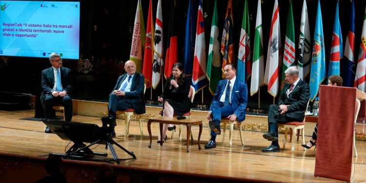 La presidente della Regione Sardegna Alessandra Todde al regionaltalk del Festival delle regioni, a Venezia, parla dell’Einstein Telescope