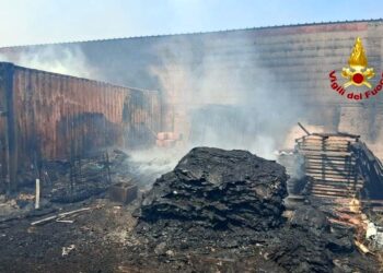 Dolianova: a fuoco due capannoni nella zona industriale di Bardella