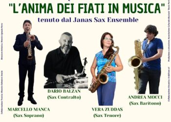 Il quartetto di sassofoni “Janas Sax Ensemble” in concerto a Quartu Sant’Elena il 4 luglio