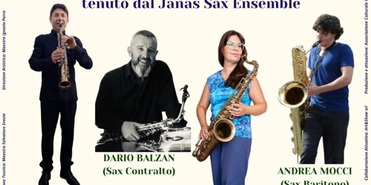 Il quartetto di sassofoni “Janas Sax Ensemble” in concerto a Quartu Sant’Elena il 4 luglio