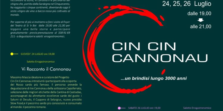 Cin Cin Cannonau fa tappa a Selargius: tre serate per conoscere meglio l’oro rosso di Sardegna