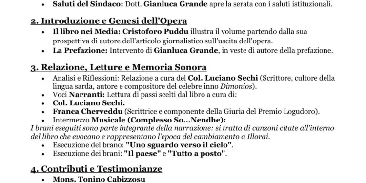 L’opera narrativa “La luce dentro” di Giambattista Attene verrà presentata, in anteprima a Illorai, domenica 8 febbraio 2026