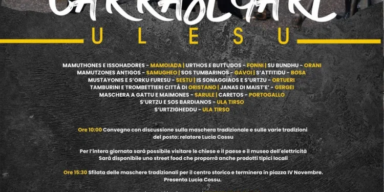 Ula Tirso: il programma del “Carrasegare Ulesu”