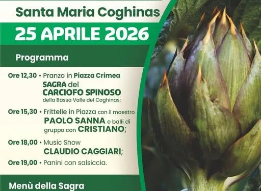 Santa Maria Coghinas: il programma della 18ª edizione della Sagra del carciofo