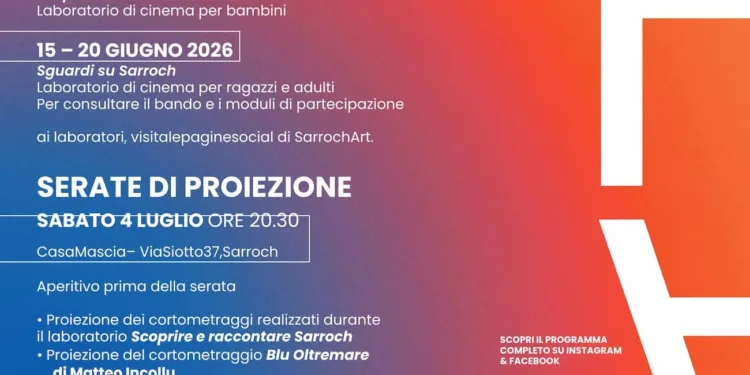 SARROCHART 2026, Sarroch si trasforma in un grande set a cielo aperto. Iscrizioni aperte ai laboratori