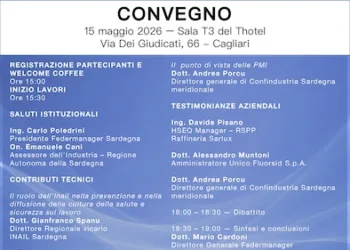 Federmanager Sardegna ha organizzato il convegno “La sicurezza sul lavoro come valore manageriale (dall’obbligo al valore condiviso)” che si terrà il 15 maggio a Cagliari