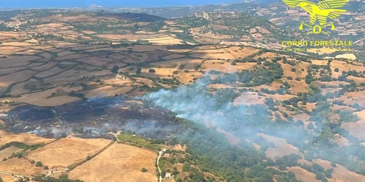 Osilo: incendio in località Funtana Buddiette