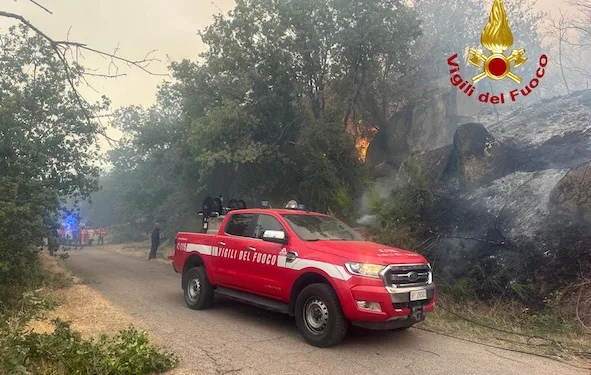 Imponente dispiegamento di uomini e mezzi per contrastare uno spaventoso incendio tra Arzana ed Elini