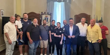 Il campione di pugilato Roberto Cammarelle in visita al Palazzo del Marchese, a Porto Torres