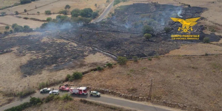 Sagama: incendio in località Nuraghe Funtanedda