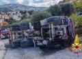 Ozieri: betoniera ribaltata in via Ippicchiu, non ci sono stati feriti