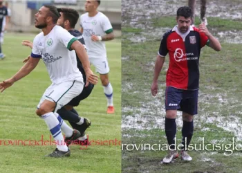 Mauro Ragaztu e Cristian Cacciuto, bomber senza età (entrambi 43enni), i loro goal decisivi ieri per le vittorie di Sant’Elena e Accademia Sulcitana
